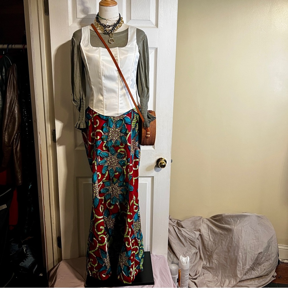 Womens‎ Custom-made Cotton Batik Print Mermaid Tulip Festival Boho Maxi Skirt L